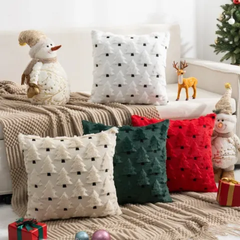 Plush Christmas Tree Pillow Cover (18 x 18 in)