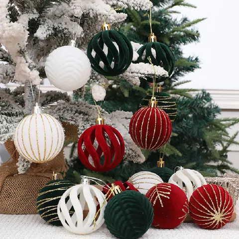 Velvet Flocked Ornament Balls (Shatterproof)